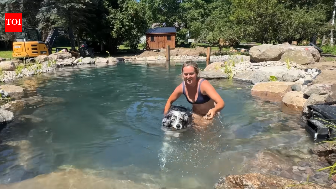 On their 65-acre Canadian property, Crystal Drinkwalter and Jazmyn Canning built a natural swimming pond for $52,000 after estimating professional construction could cost up to $200,000, moving 100,00