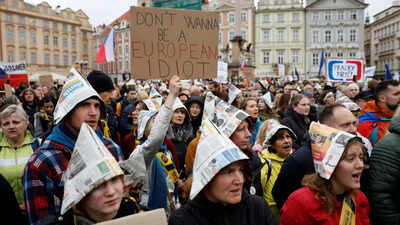 'Had enough': Thousands protest in Prague against Czech government's public media funding overhaul