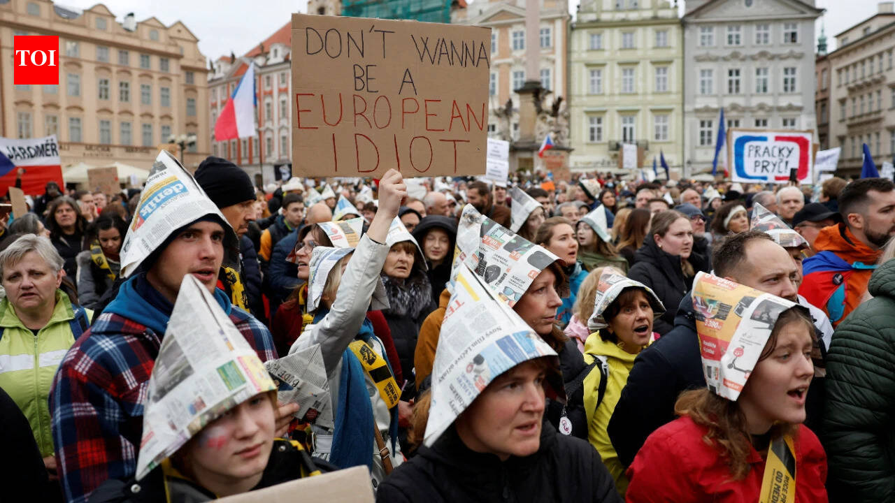 'Had enough': Thousands protest in Prague against Czech government's public media funding overhaul