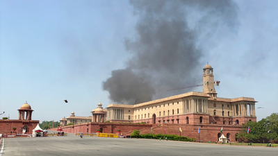 Thick smoke emanates from North Block; six fire tenders on site