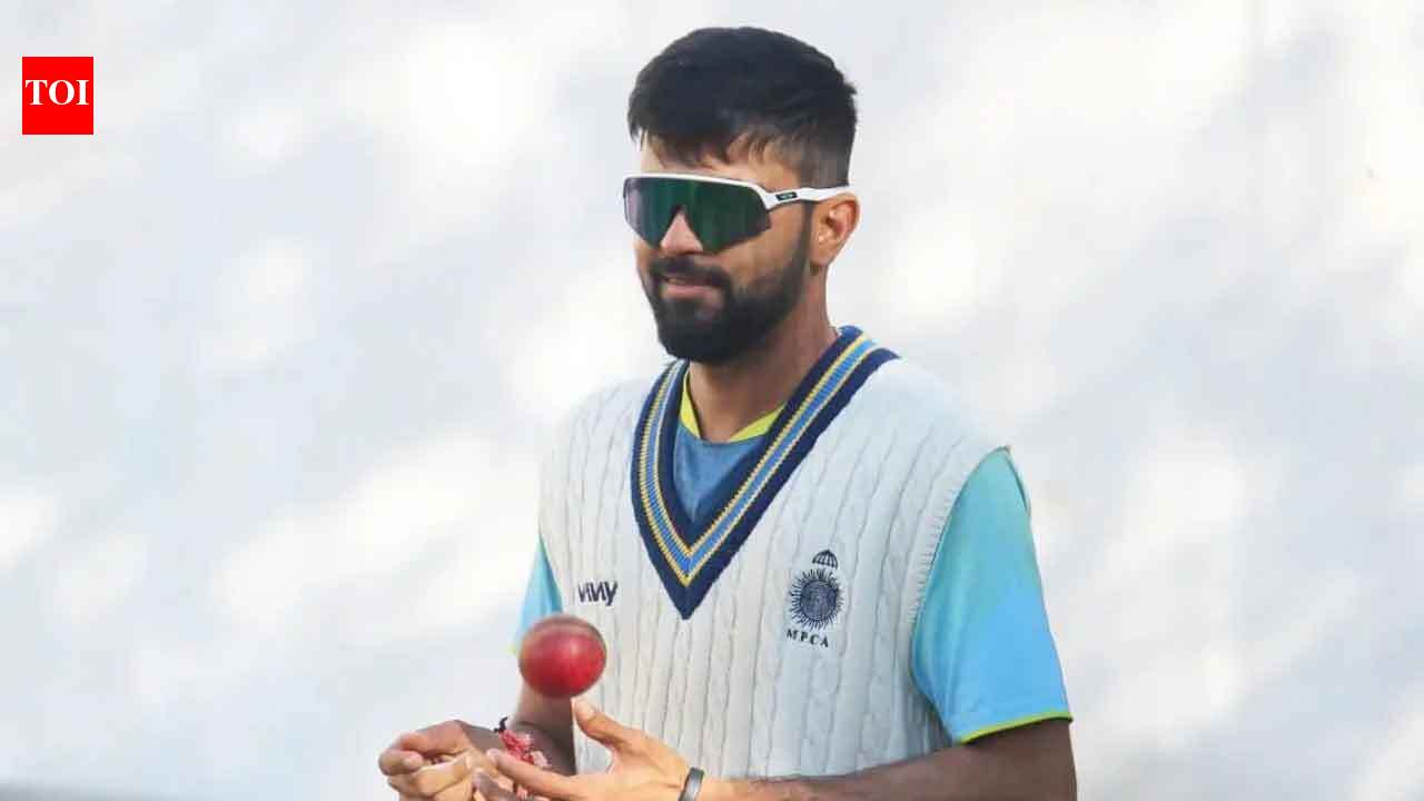 Saransh Jain celebrates a wicket for Madhya Pradesh in the Ranji Trophy