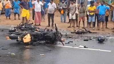 Two killed, two injured as motorcycles collide and catch fire near ...