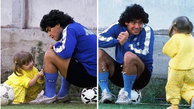 In 1989, Diego Maradona’s two-year-old daughter tucked daisies into his socks before Napoli training, the picture became iconic all over the world; years later, Dalma recreated the scene at her birthday party