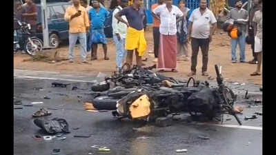 Two killed, two injured as motorcycles collide and burst into flames near Krishnagiri