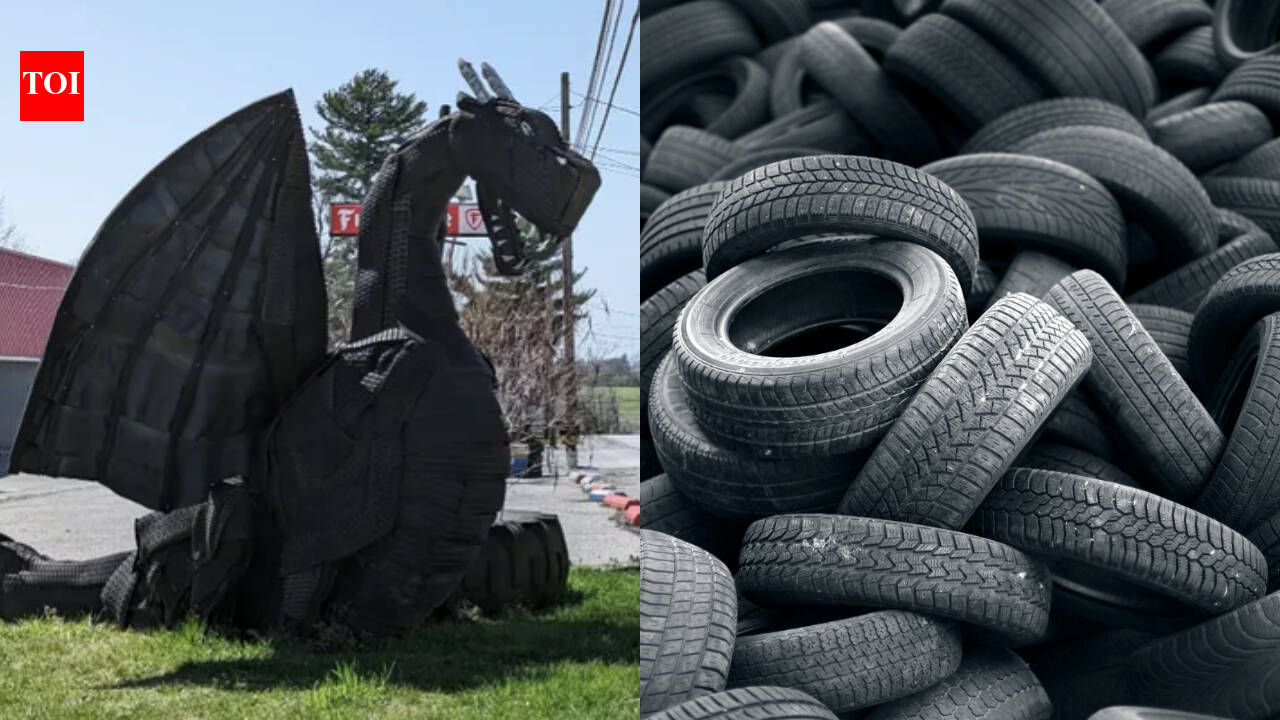 Pennsylvania tire worker turns discarded rubber into prize-winning fire dragon