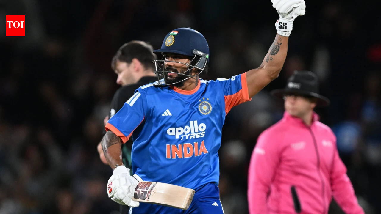 Nitish Reddy in action for India during the New Zealand T20I series