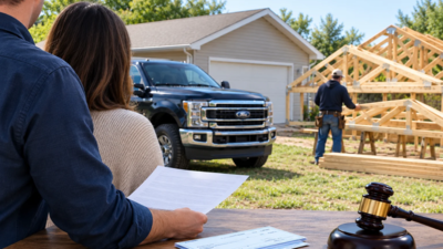 An Indiana couple paid a contractor with cheques and a Ford F-350 truck for home repairs, but he made roof trusses in his backyard; on October 26 a court made him personally liable for an $82,020 judgment