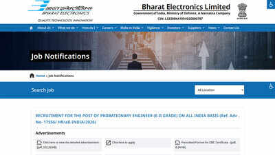 BEL Probationary Engineer Recruitment 2026: Notification out for 350 posts, applications open October 28; apply here