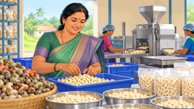 In 2018, Andhra Pradesh's Singampalli Parwathi borrowed Rs 20,000 to trade raw cashews; today she processes 11 grades of cashew kernels and reports annual business turnover near Rs 50 lakh
