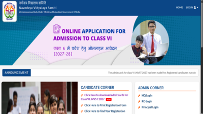 JNVST Class 6 admit card 2027 released at navodaya.gov.in: Direct link to download hall ticket here