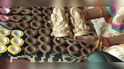 Prayagraj's cow dung-lac diyas to illuminate Diwali overseas