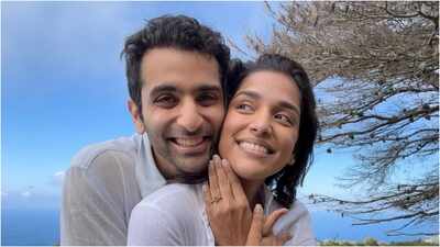 Archana Puran Singh's son Ayushmaan Sethi gets engaged to Samiksha Shetty; shares dreamy cliff proposal PICS