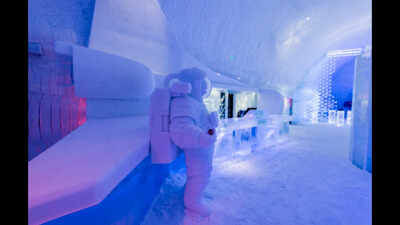 Every winter since 1989, builders in Jukkasjarvi in Swedish Lapland have cut ice from the frozen Torne River to rebuild the Icehotel, where guests sleep on ice beds at temperatures below freezing