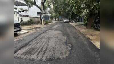 Sushant Lok road revamped under MCG’s ‘30-Day Challenge’ falls apart within 24 hours of completion of work
