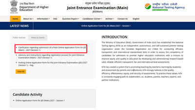 JEE Main 2027: Made a mistake in Session 1 application? NTA allows fresh forms, check deadline