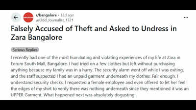 'The female employee took me into a trial room and DEMANDED that I remove my shirt... then she demanded that I REMOVE MY PANTS TOO': Bengaluru woman's shocking allegations against Zara staff spark outrage