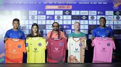 Rajasthan United Football Club unveil new kits ahead of IFL 2026–27 season in Jaipur today