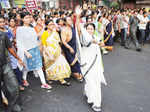 Petrol price hike: Mamata Banerjee stages protest