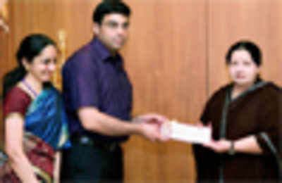 Grandmaster Viswanathan Anand of India with his wife Aruna Anand in  Chennai.