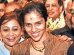 Saina Nehwal's grand welcome in Delhi