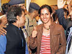 Saina Nehwal's grand welcome in Delhi