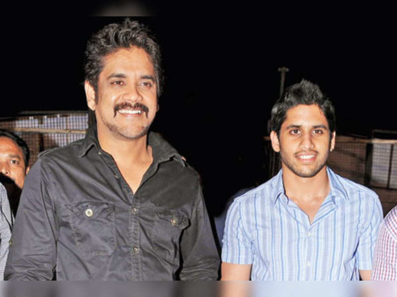 Nagarjuna's sons at a party celebrating the music launch of his film ' Damarukam' in Hyderabad | Events Movie News - Times of India