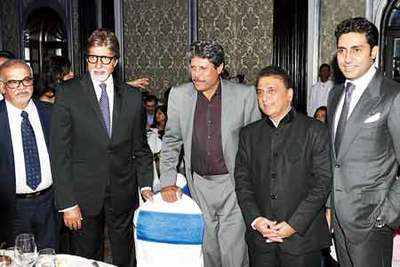 Amitabh Bachchan, Sunil Gavaskar at a launch