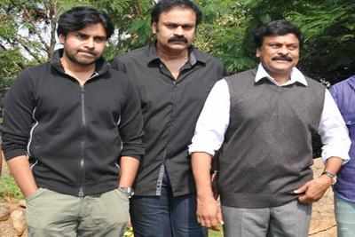 Chiranjeevi, Pawan Kalyan and Nagababu at a filmi event in Hyderabad