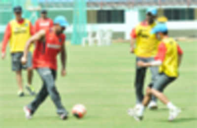 Indians played football while England practiced cricket ahead of second ODI