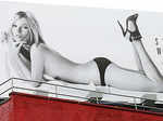 Kate Moss stops traffic with topless poster