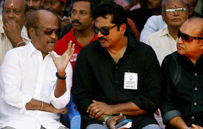 Rajinikanth, other Southern actors join strike for Sri Lankan Tamils