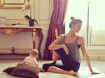Gisele Bundchen and her baby girl, Vivian, practicing yoga together