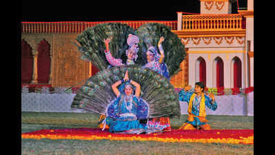 Mayur dancers perform at the diamond jubilee of the coronation of Queen Elizabeth II in Jaipur