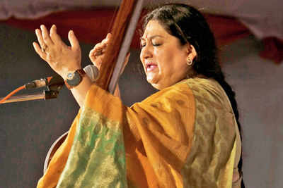 Shubha Mudgal performs during Rajasthan Day celebrations in Jaipur