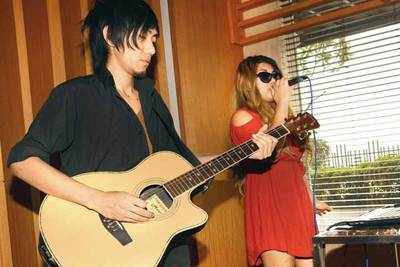 Joshua and Rinni perform during a brunch party hosted at the Holiday Inn hotel in Delhi