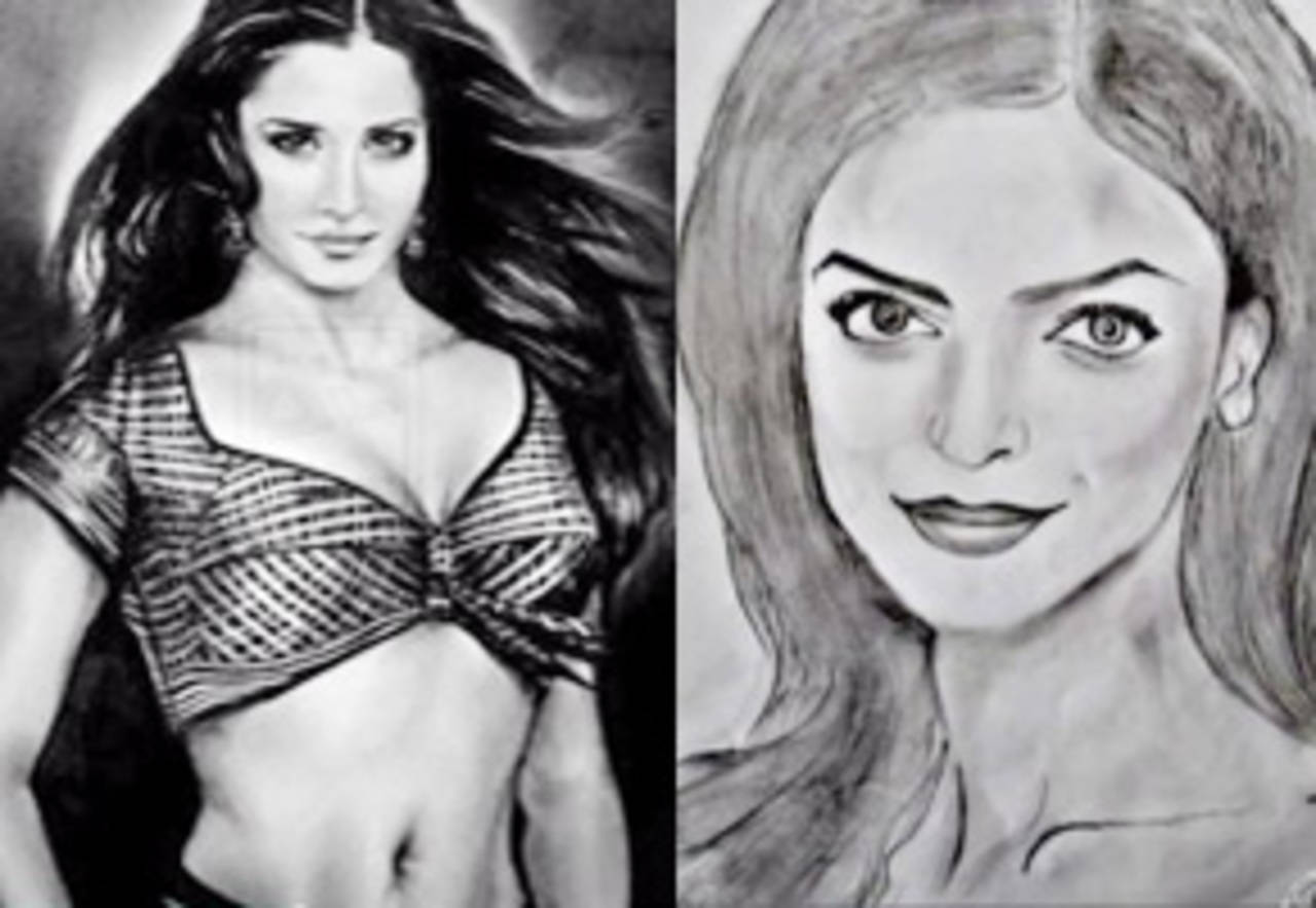 Pencil Sketch Of Bollywood Actress Rekha - Desi Painters