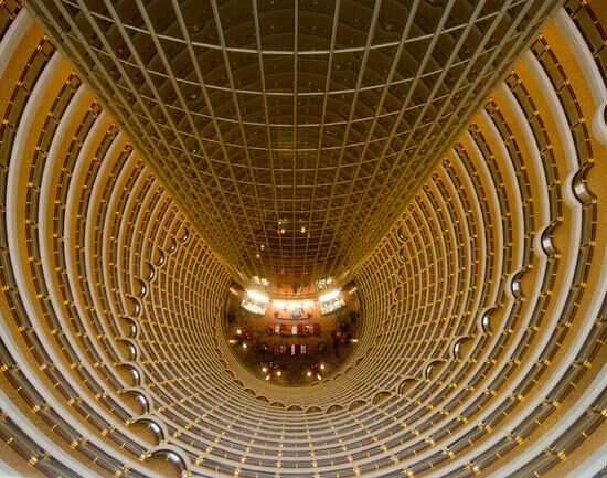 Looking down on the Jin Mao Atrium