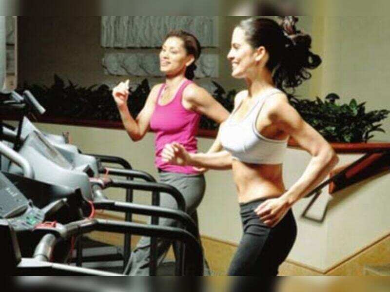 jogging on a treadmill