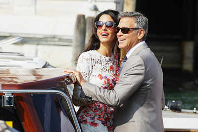 George Clooney, Amal Alamuddin step out together after wedding