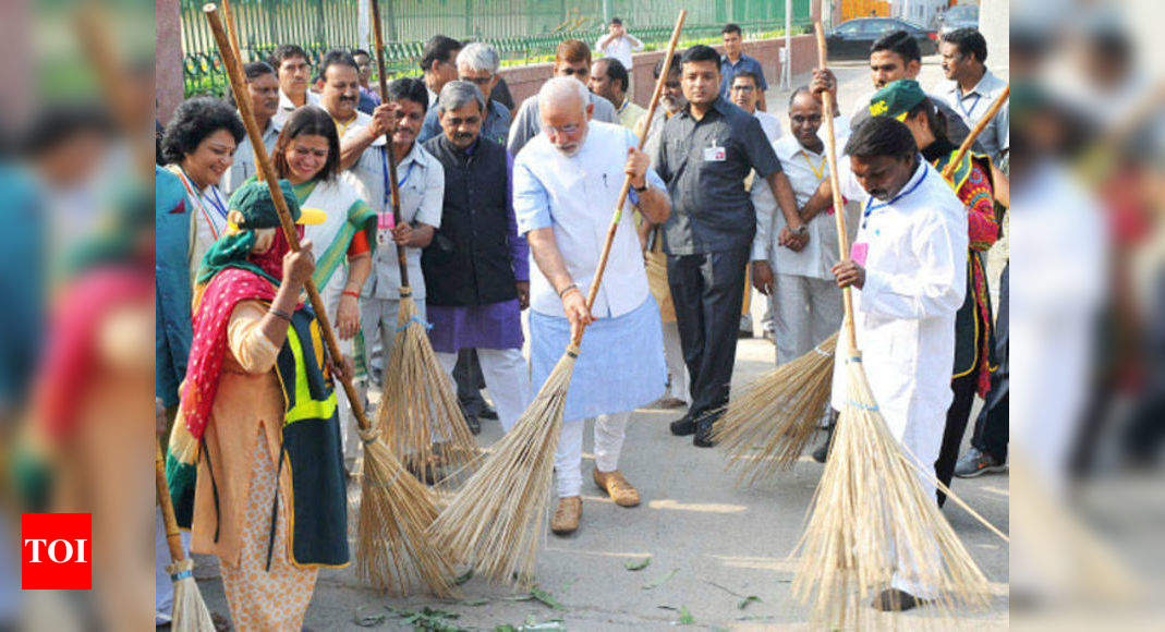 pm narendra modi s swachh bharat initiative it ll take more than brooms on ground to clean india india news times of india pm narendra modi s swachh bharat