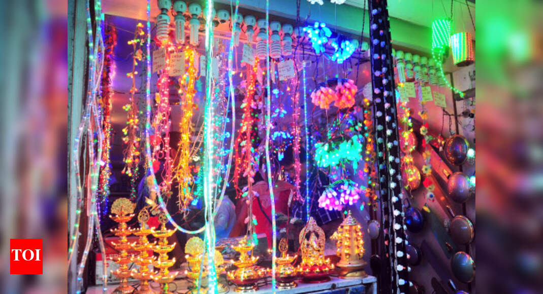 Electric Lamps Light Up Diwali Market Times Of India