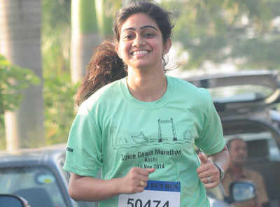 Actress Vidya Unni spotted at the Marathon held in Kochi
