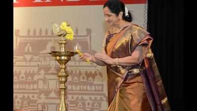 Aruna Sairam lit the ceremonial lamp to inaugurate The Times Thyagaraja Awards' fourth edition at the Music Academy