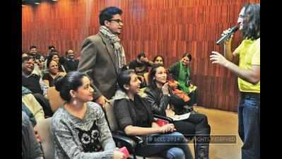 Delhiites enjoy stand-up comedy show, The Great Indian Chamcha, organised by The Times of India at the Hungarian Information and Cultural Centre