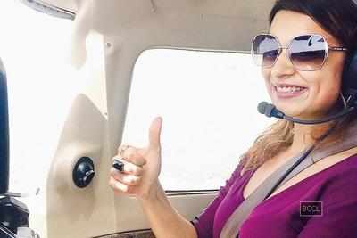 Aashka Goradia learning the art of flying