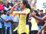 Actress Mahalakshmi dances with her college mates