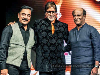 Big B, Rajinikanth, Kamal Haasan felicitate Ilaiyaraaja at the Shamitabh music launch in Mumbai