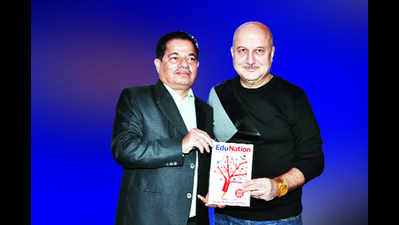 Anupam Kher supports Dr Pillai's book Edunation The Dream of an India Empowered in Mumbai