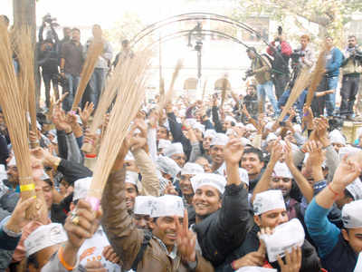 Delhi elections results 2015: AAP supporters celebrate huge win