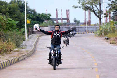 Santosh performs daredevil bike stunts